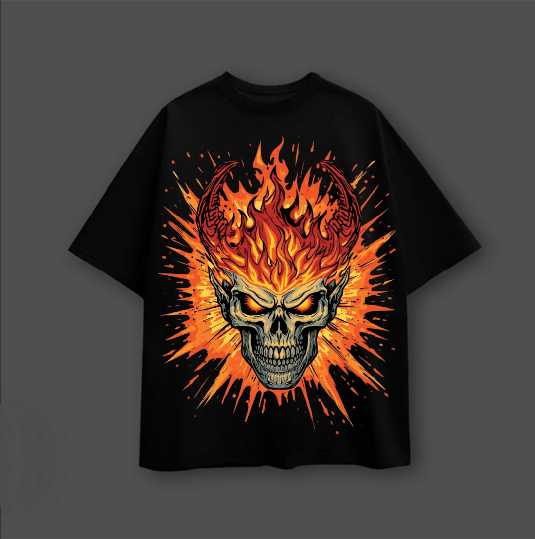 FLAMING SKULL Tee
