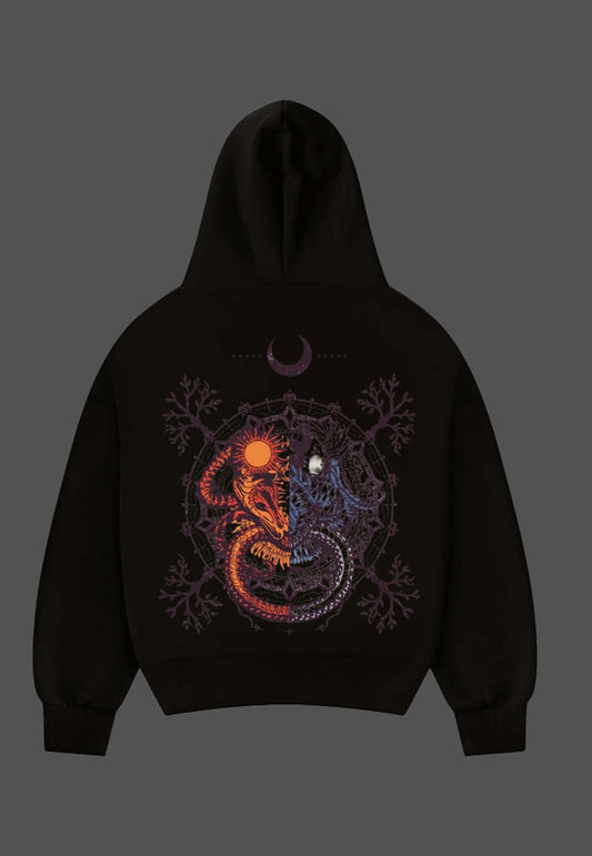 ASHES OF BALANCE– Dual Flame Oversized Hoodie
